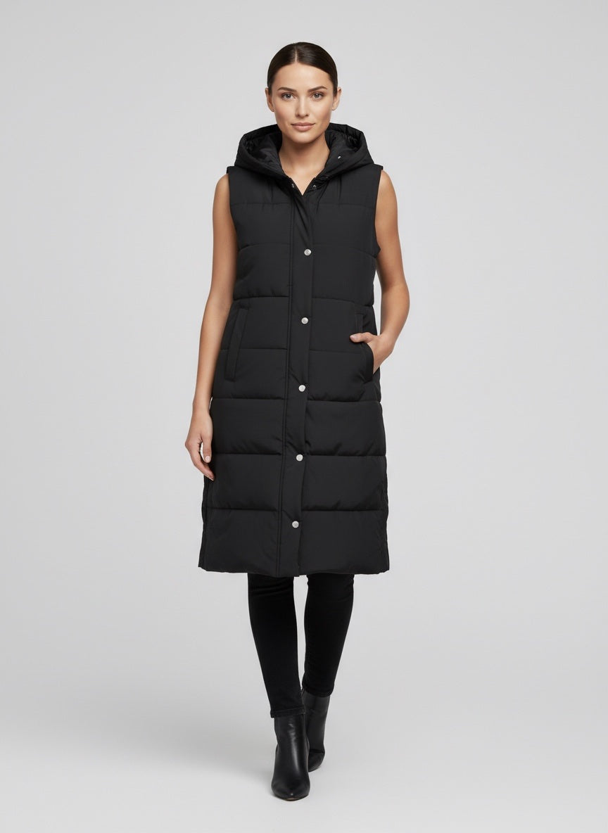 Longline Hooded Puffer Gilet