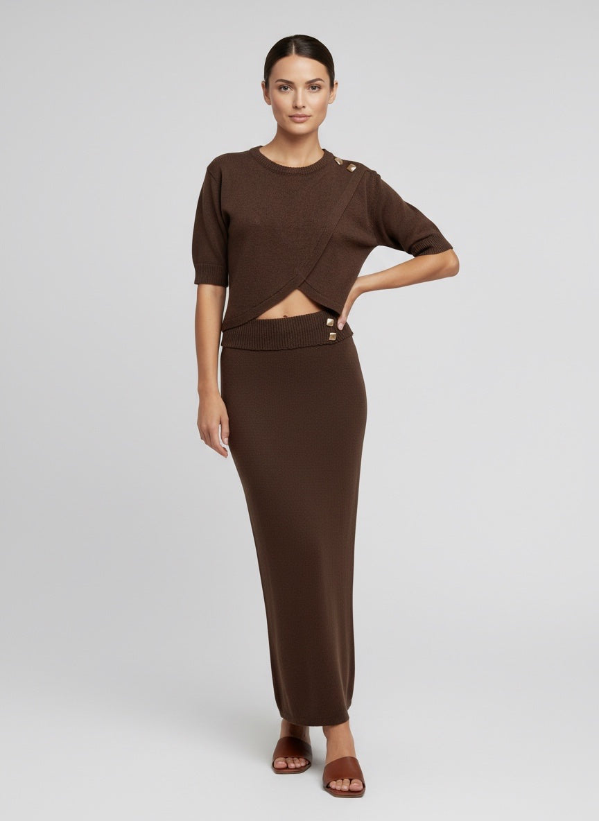 Button Detail Knit Co-Ord Set