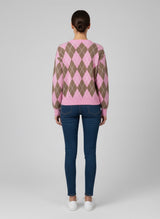 Argyle Knit Button Cardigan