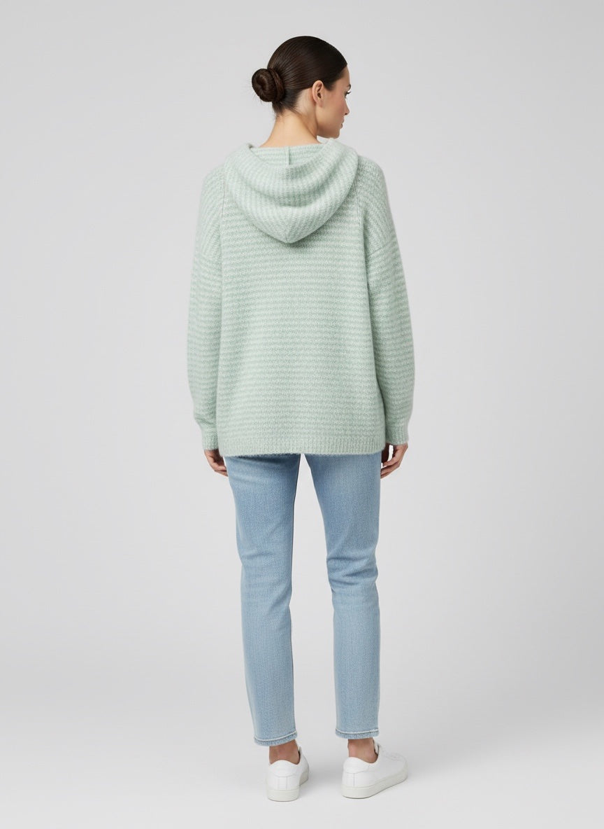 Textured Knit Button Hoodie