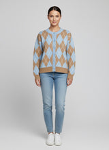 Argyle Knit Button Cardigan