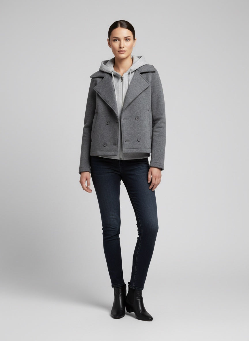 Hooded Layered Short Coat