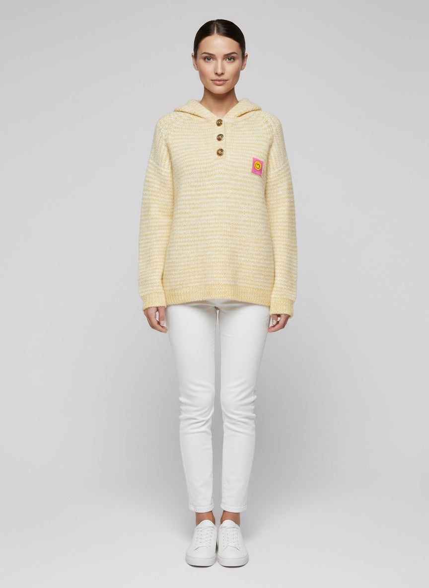 Textured Knit Button Hoodie