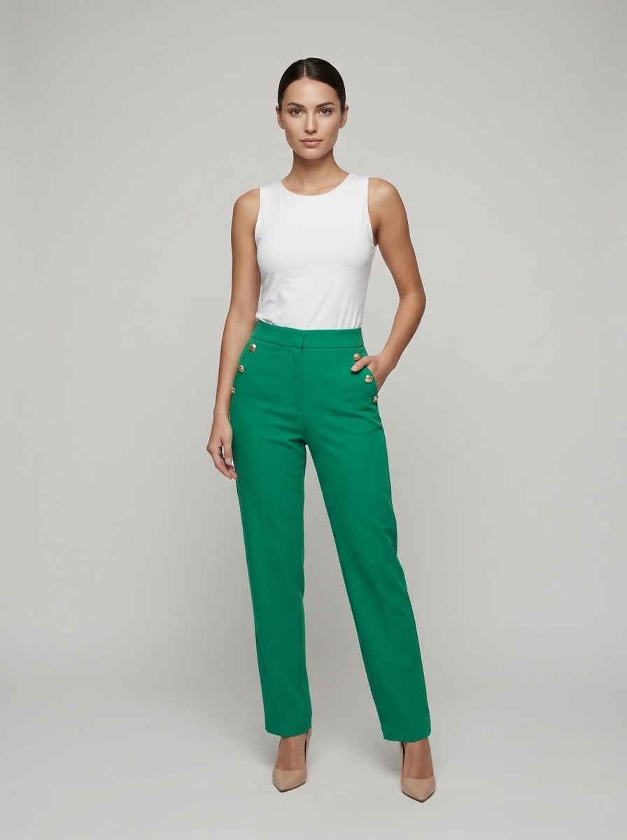 High-Waist Wide Leg Tailored Trousers