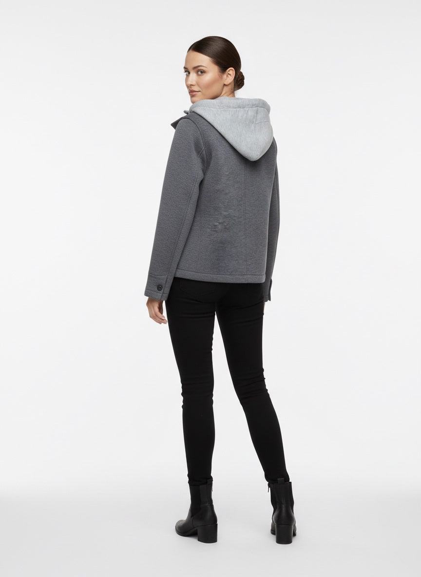 Hooded Layered Short Coat