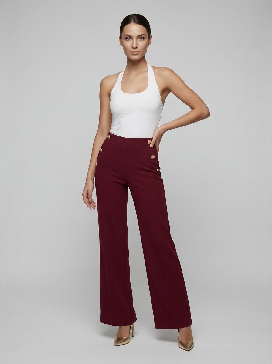 High-Waist Wide Leg Tailored Trousers