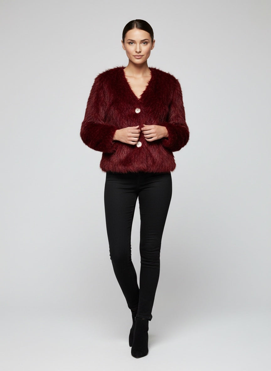 Faux Fur Button-Front Coat