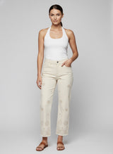 Embroidered Straight Leg Denim Trousers