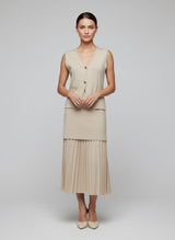 Sleeveless Knit & Pleated Skirt Co-Ord Set