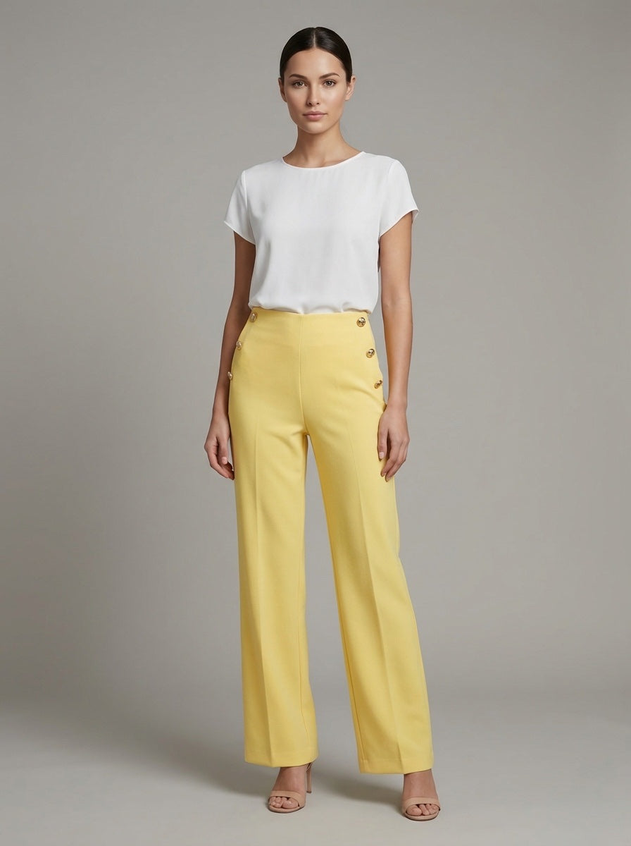 High-Waist Wide Leg Tailored Trousers