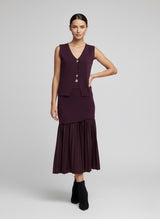 Sleeveless Knit & Pleated Skirt Co-Ord Set