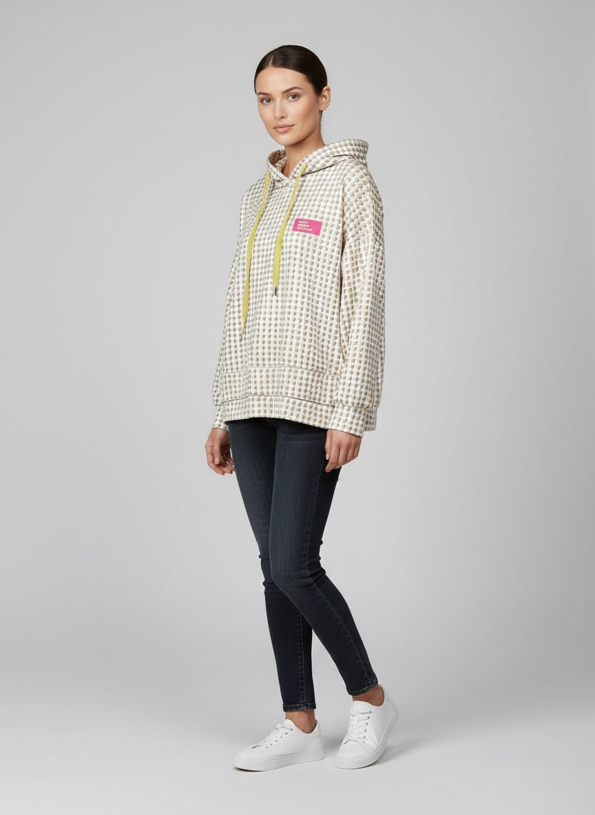 Checked Drawstring Hoodie