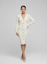 Chic Ribbed Knit Button-Front Midi Dress