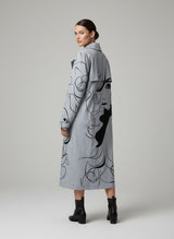 Printed Double-Breasted Trench Coat