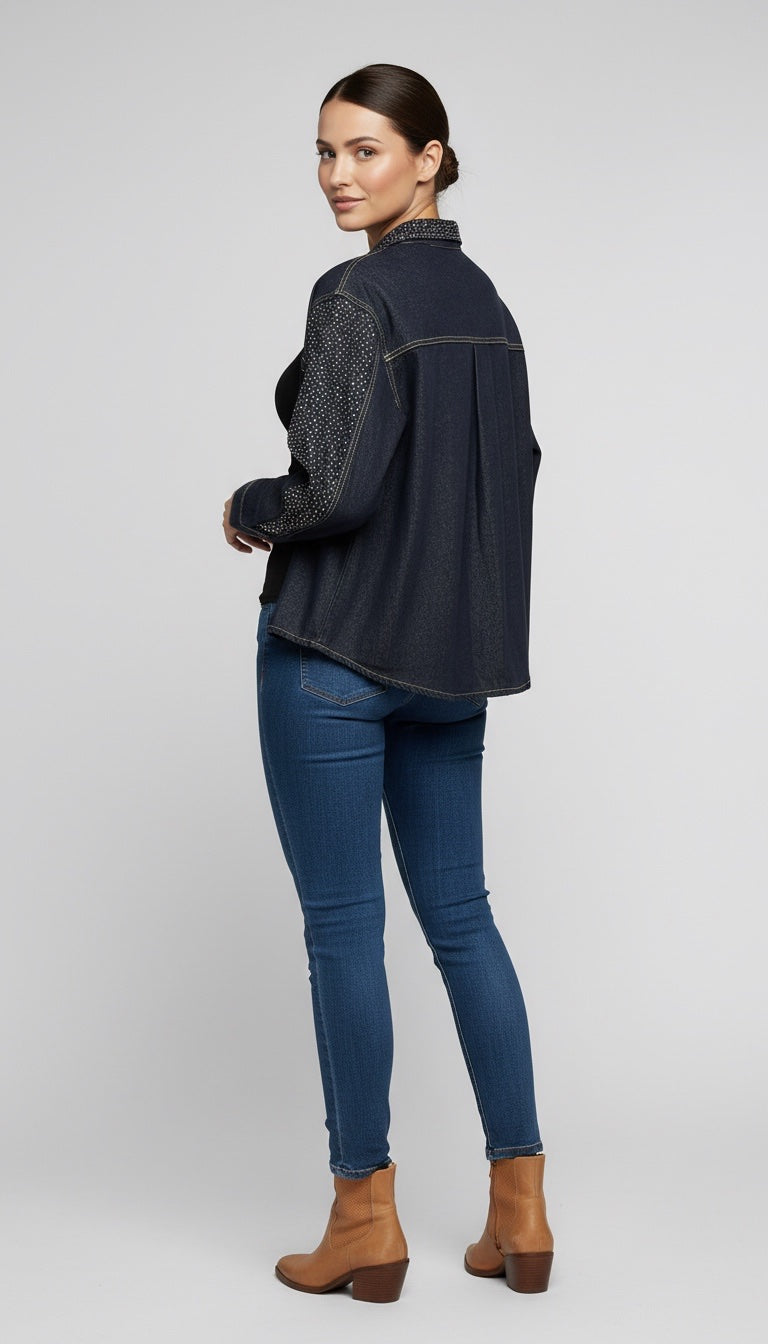 Embellished Ombre Button-Down Shirt