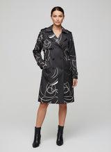 Printed Double-Breasted Trench Coat