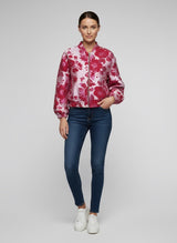 Floral Print Zip Bomber Jacket