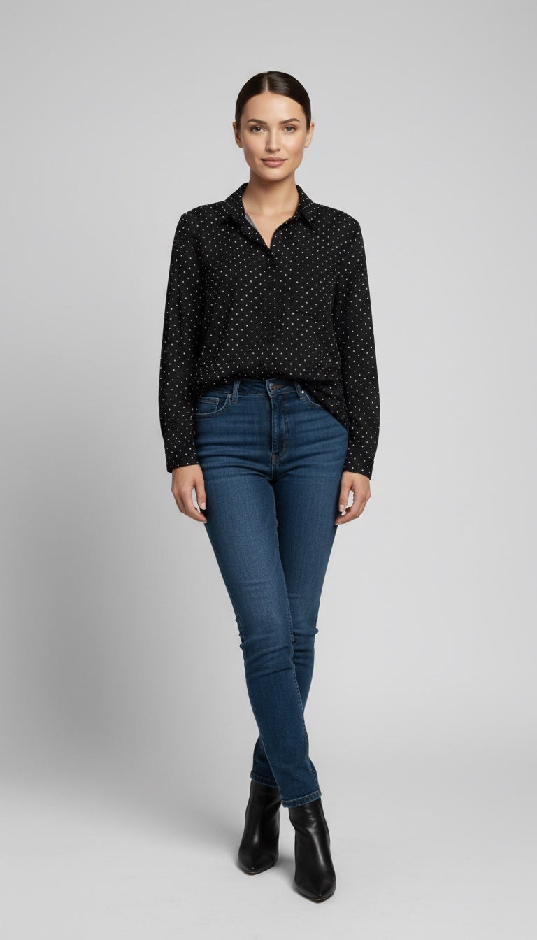 Classic Polka Dot Button-Down Shirt