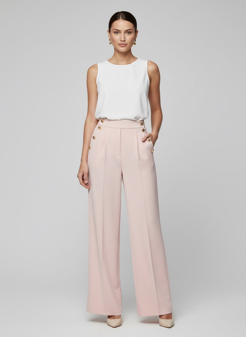 High-Waist Wide Leg Tailored Trousers