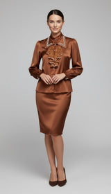 Pearl Embellished Satin Blouse