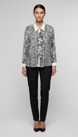 Snake Print Ruffle Front Shirt