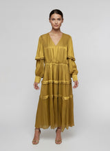 Gold Tiered Maxi Dress