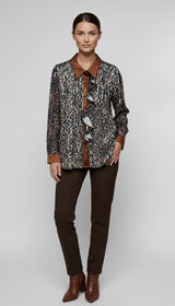 Snake Print Ruffle Front Shirt