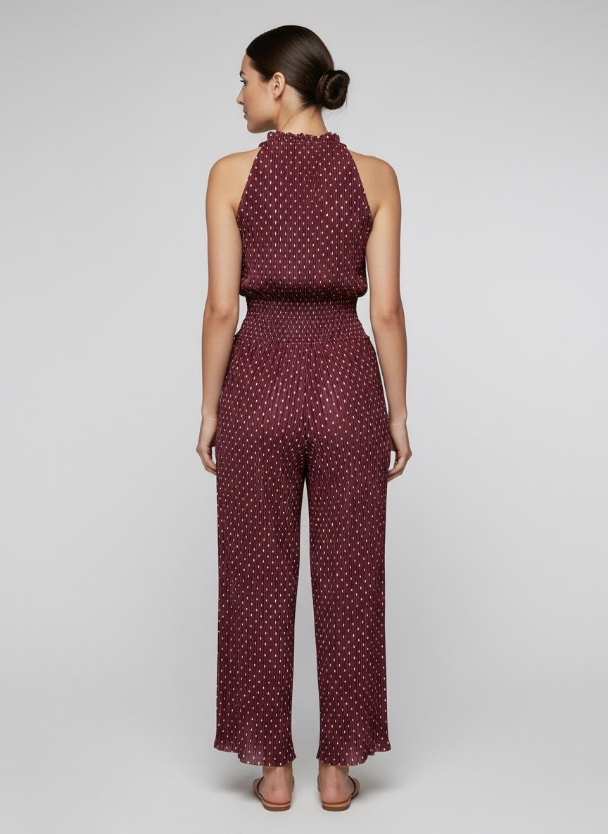 Polka Dot Pleated Wide Leg Trousers
