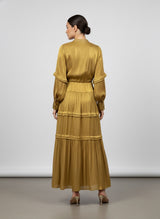 Gold Tiered Maxi Dress