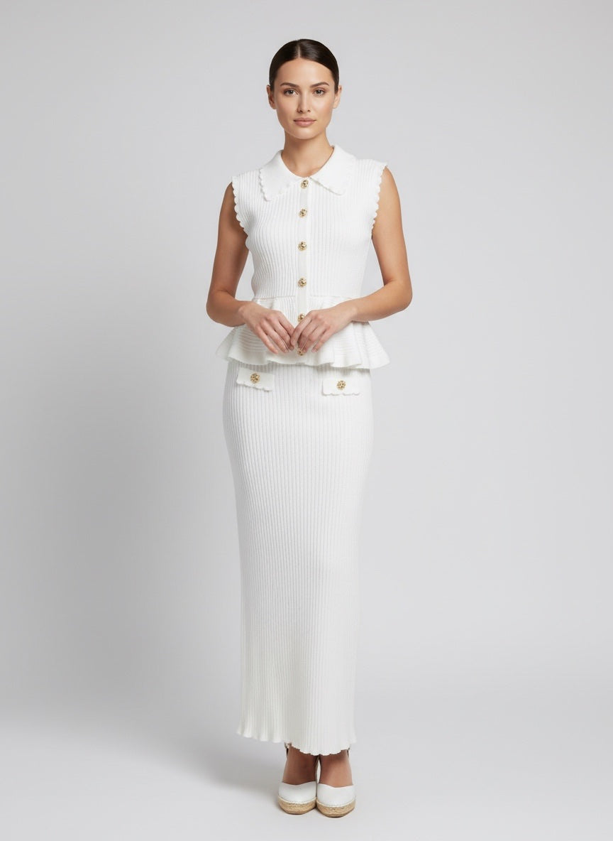 Scallop Trim Knit Co-Ord Set