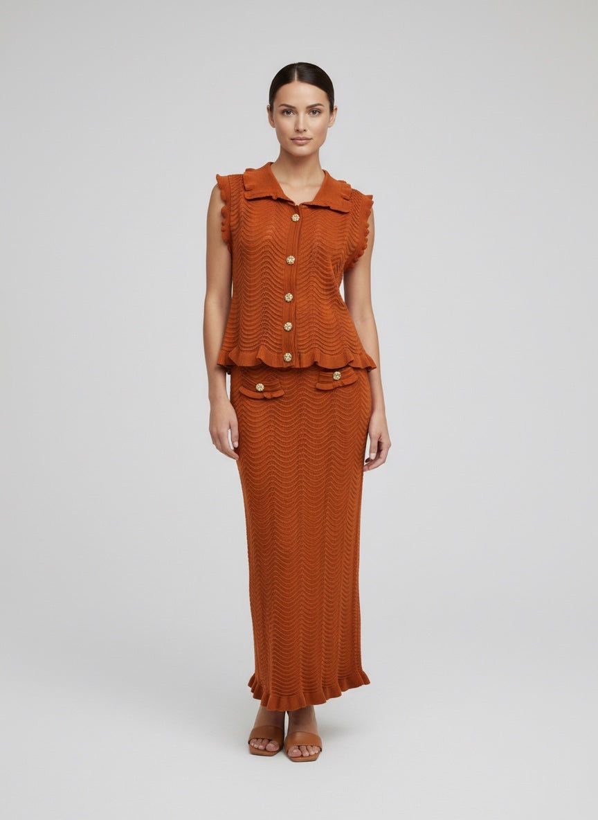 Scallop Trim Knit Co-Ord Set