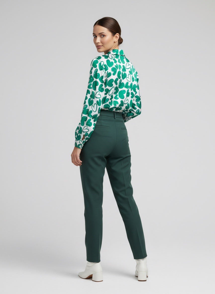 Heart Print Button Shirt