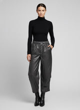 Faux Leather Relaxed Fit Trousers