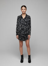 Abstract Face Print Longline Shirt