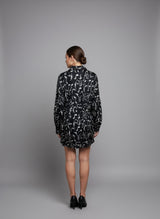 Abstract Face Print Longline Shirt