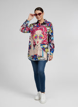 Pop Art Graphic Print Longline Shirt