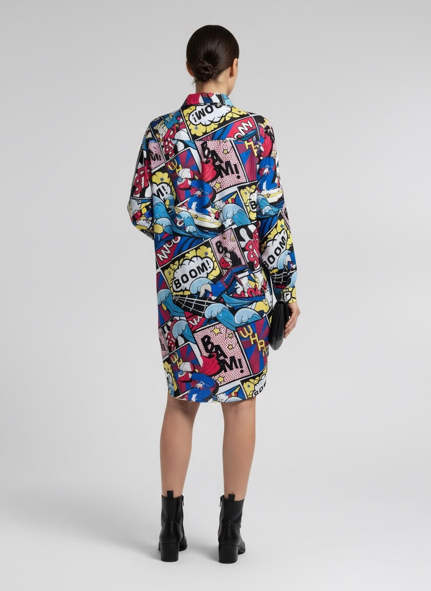 Pop Art Graphic Print Longline Shirt