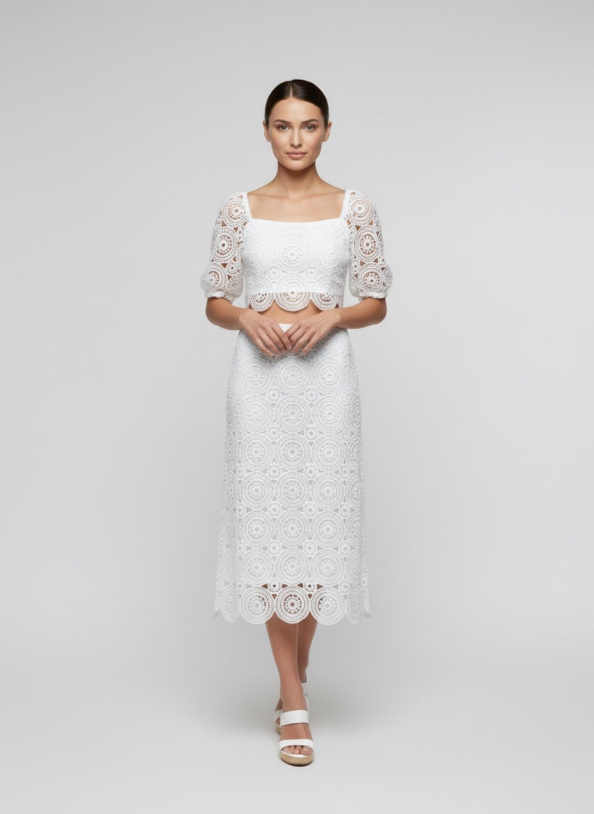 Lace Puff Sleeve Co-Ord Set