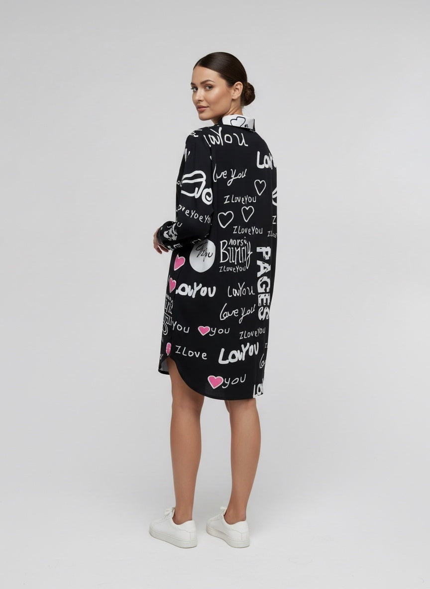 Colorful Graphic Oversized Button-Up Shirt