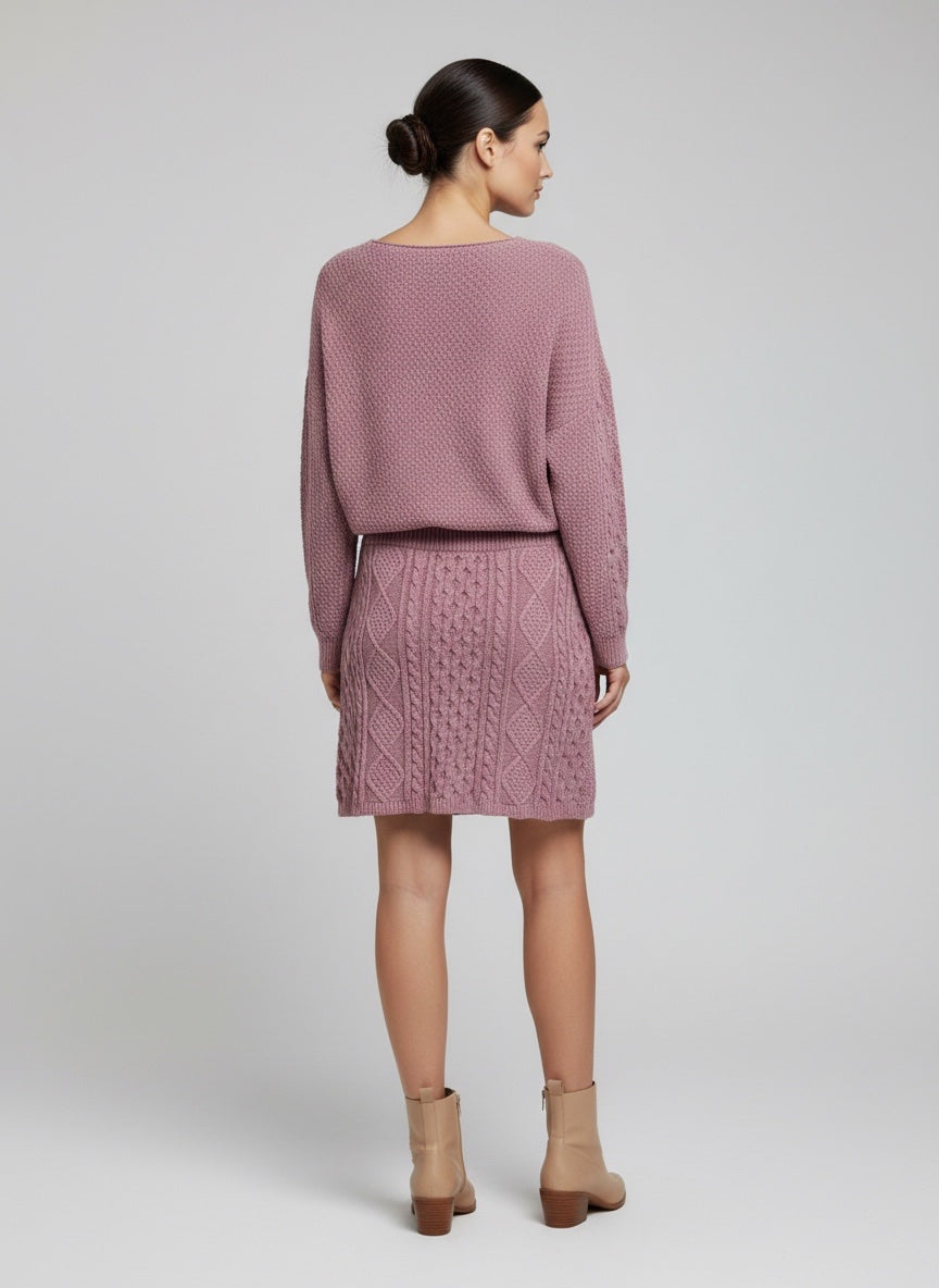 Cable Knit V-Neck Co-Ord Set