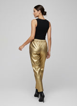 Metallic Wide Leg Cropped Trousers
