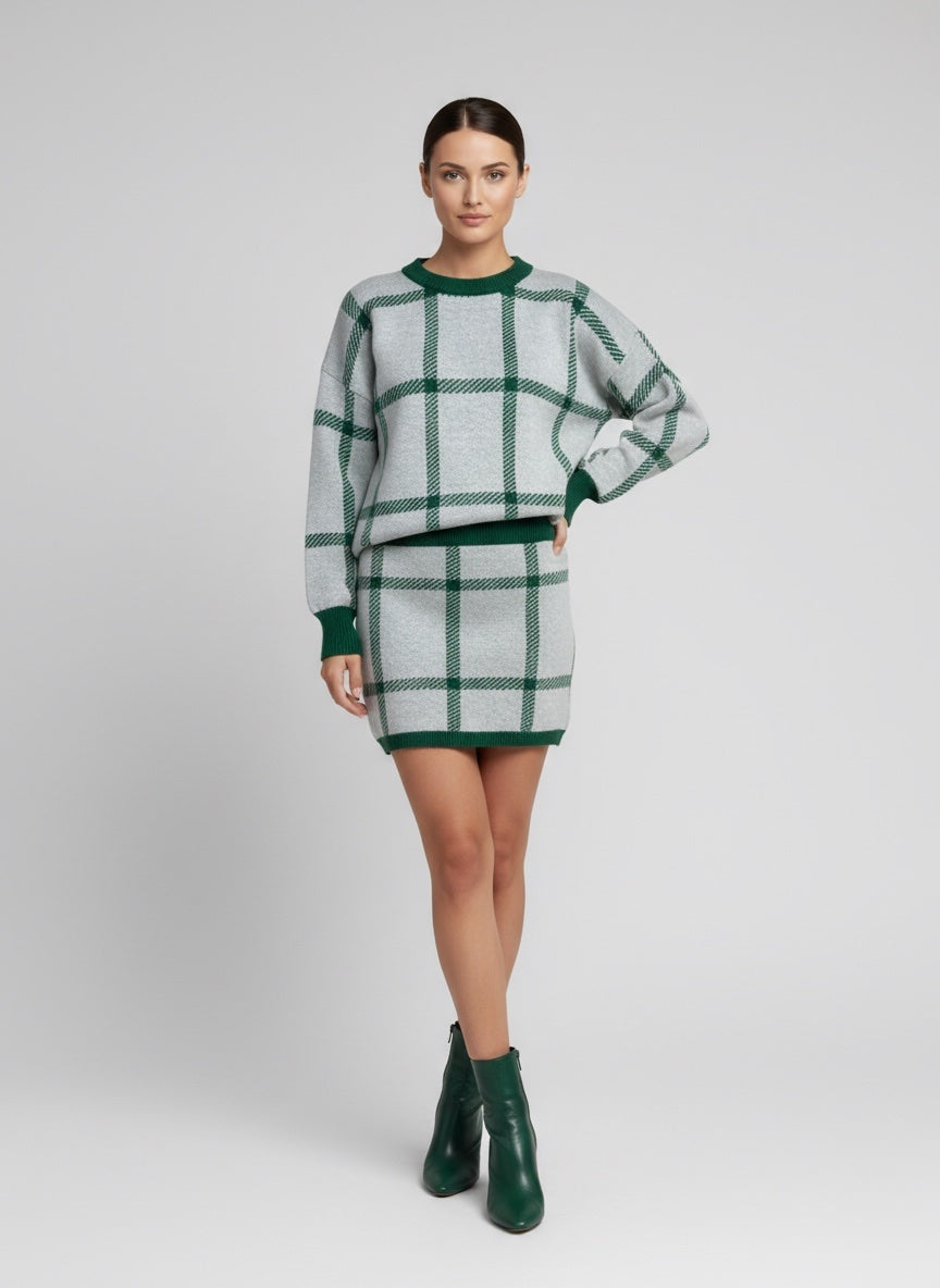 Checked Knit Co-Ord Mini Set