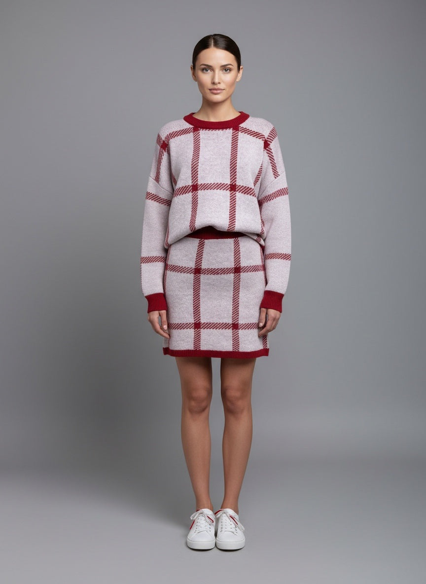 Checked Knit Co-Ord Mini Set