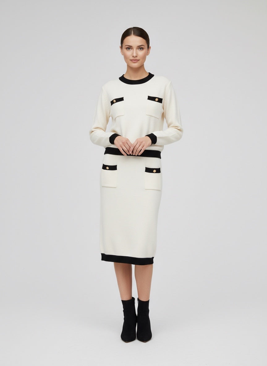 Contrast Trim Pocket Knit Co-Ord Set