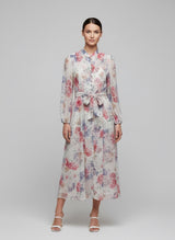 Floral Chiffon Button-Front Midi Dress