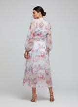 Floral Chiffon Button-Front Midi Dress