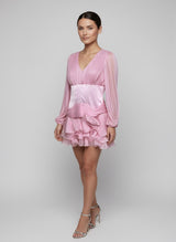 Pleated Ruffle Mini Dress