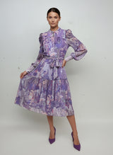 Print Tiered Midi Dress