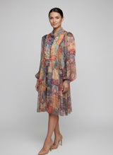 Patchwork Chiffon Tiered Knee-Length Dress