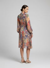 Patchwork Chiffon Tiered Knee-Length Dress